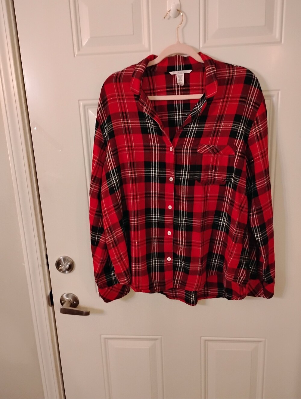 Women's Victoria's Secret Red Black Plaid Button-Up Shirt